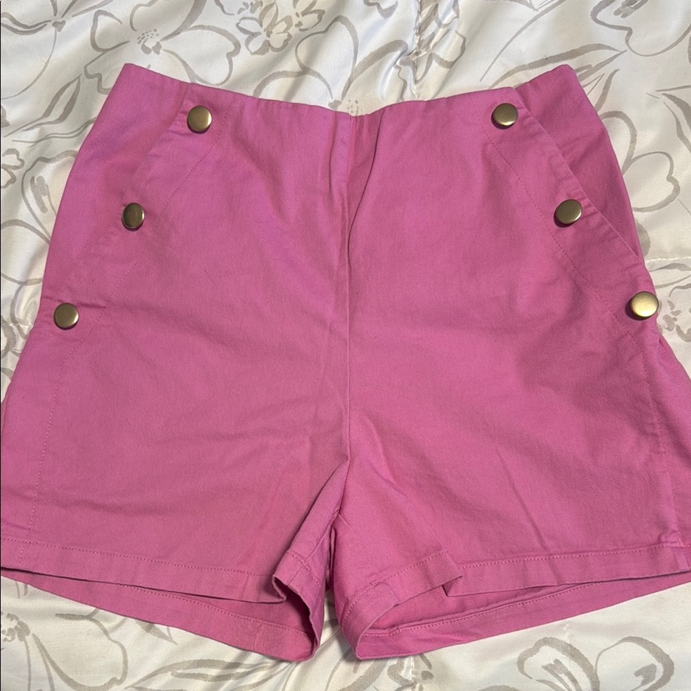 High Waist Pink Shorts with Nautical Flair